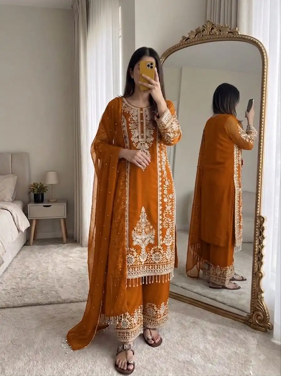 Classic Mastered Faux Georgette Embroider Work Salwar Suit - Image 3