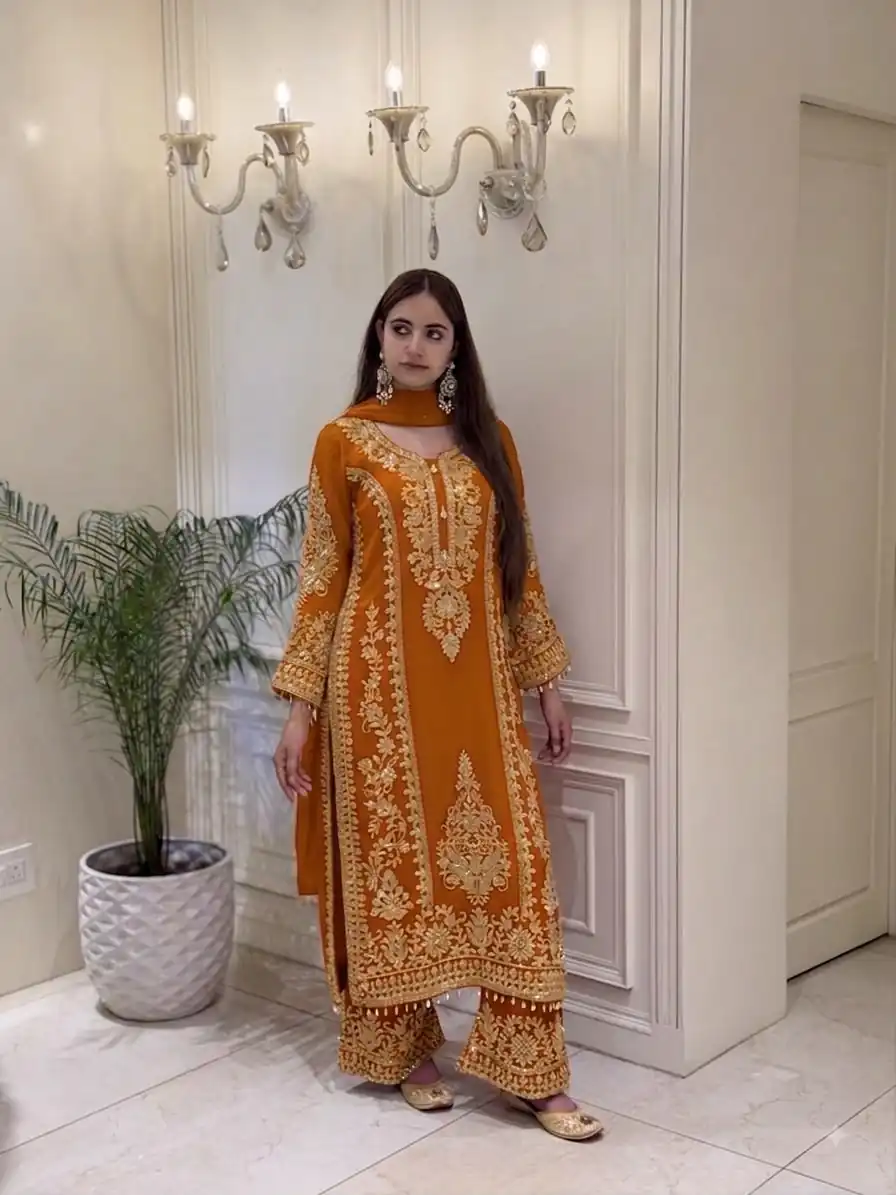 Classic Mastered Faux Georgette Embroider Work Salwar Suit - Image 2