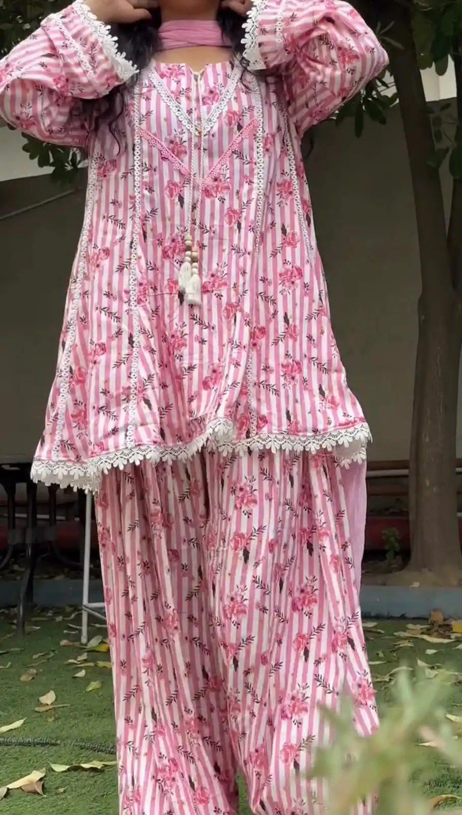 Classic Pink Natural Crap Printed Work Salwar Suit - Image 3