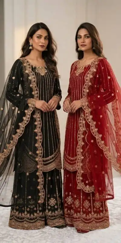 Alternative view of Classic Red Faux Georgette Cut Work Salwar Suit