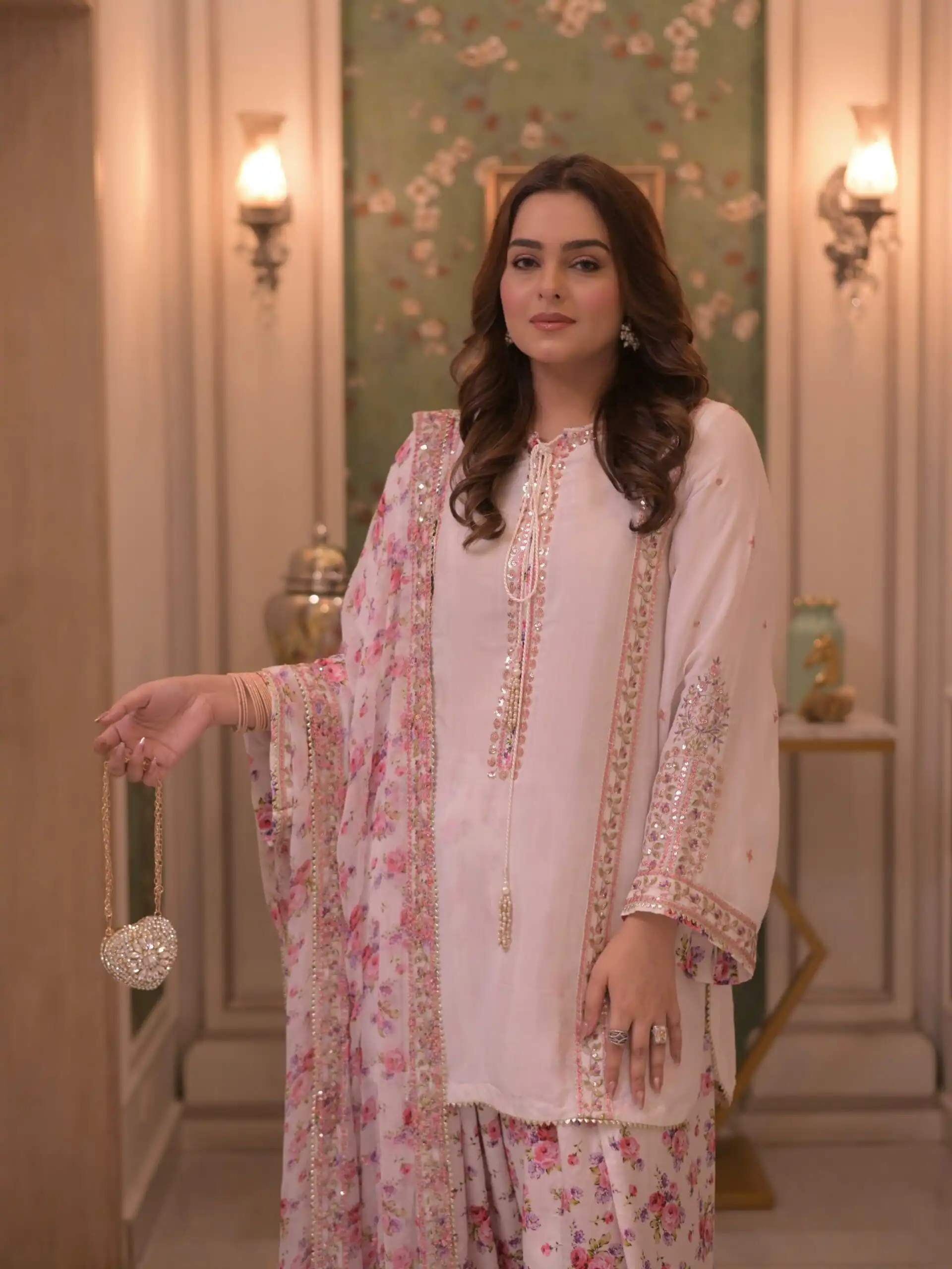 Classic White Natural Crap Sequence Work Salwar Suit - Image 4