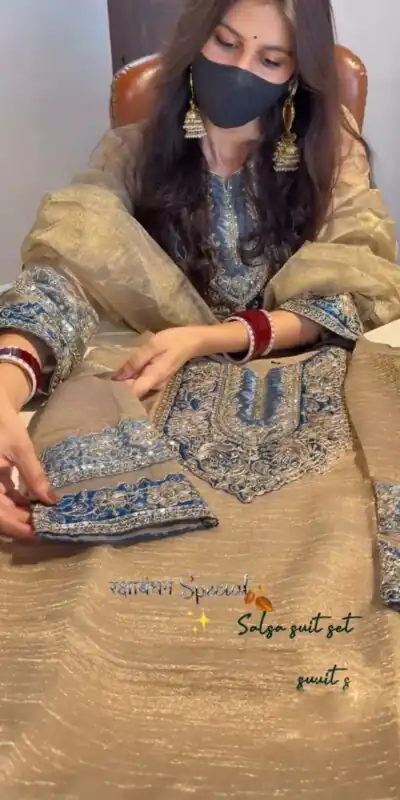 Alternative view of Fancy Cream Salsa Silk Sequins Work Salwar Suit
