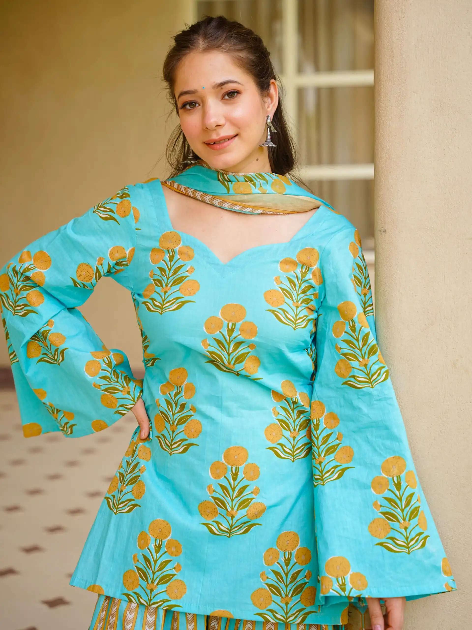 Fancy Firozi Cambric Cotton Printed Salwar Suit - Image 5