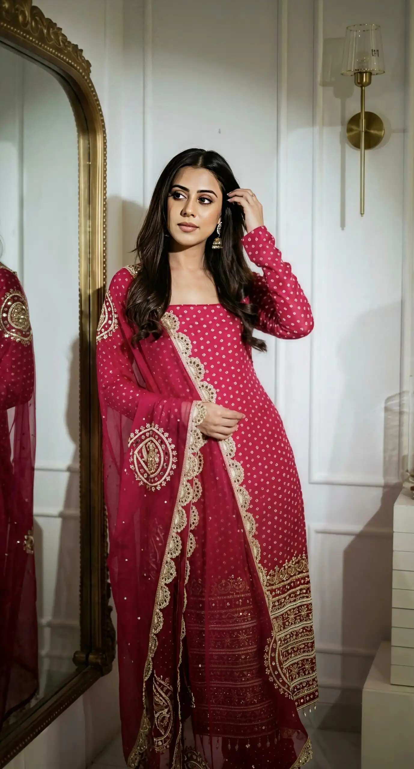 Fancy Pink Faux Georgette Sequences Work Salwar Suit - Image 6