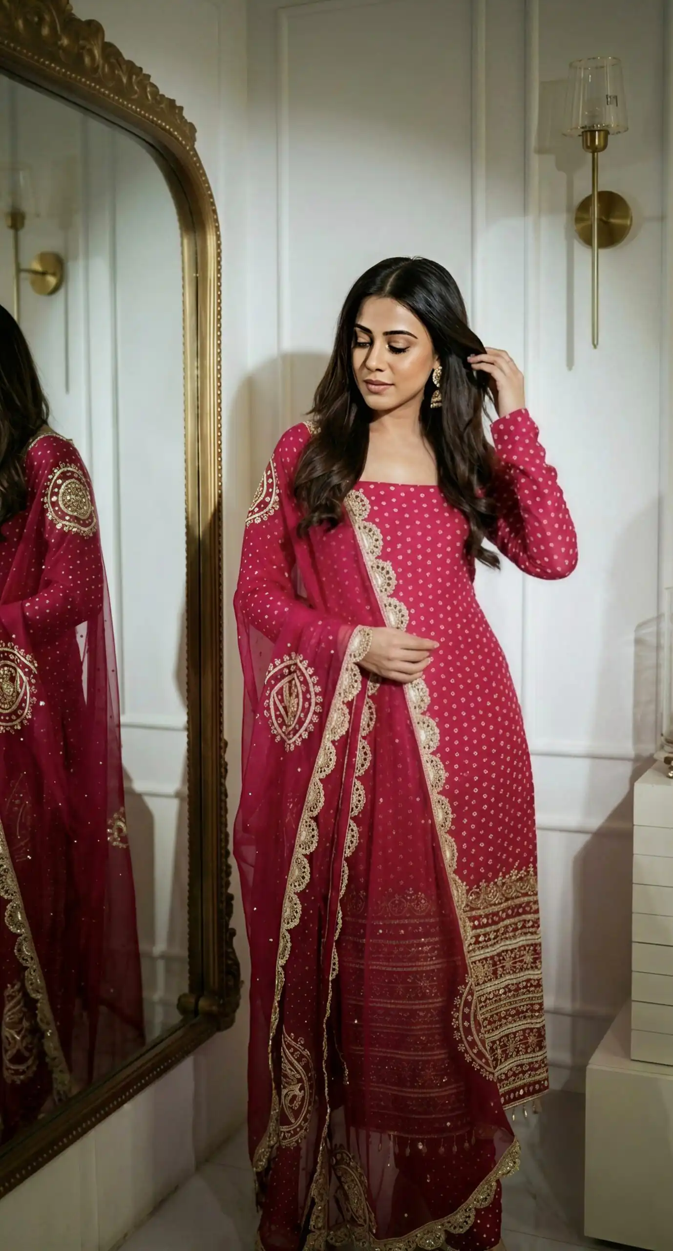 Fancy Pink Faux Georgette Sequences Work Salwar Suit - Image 7