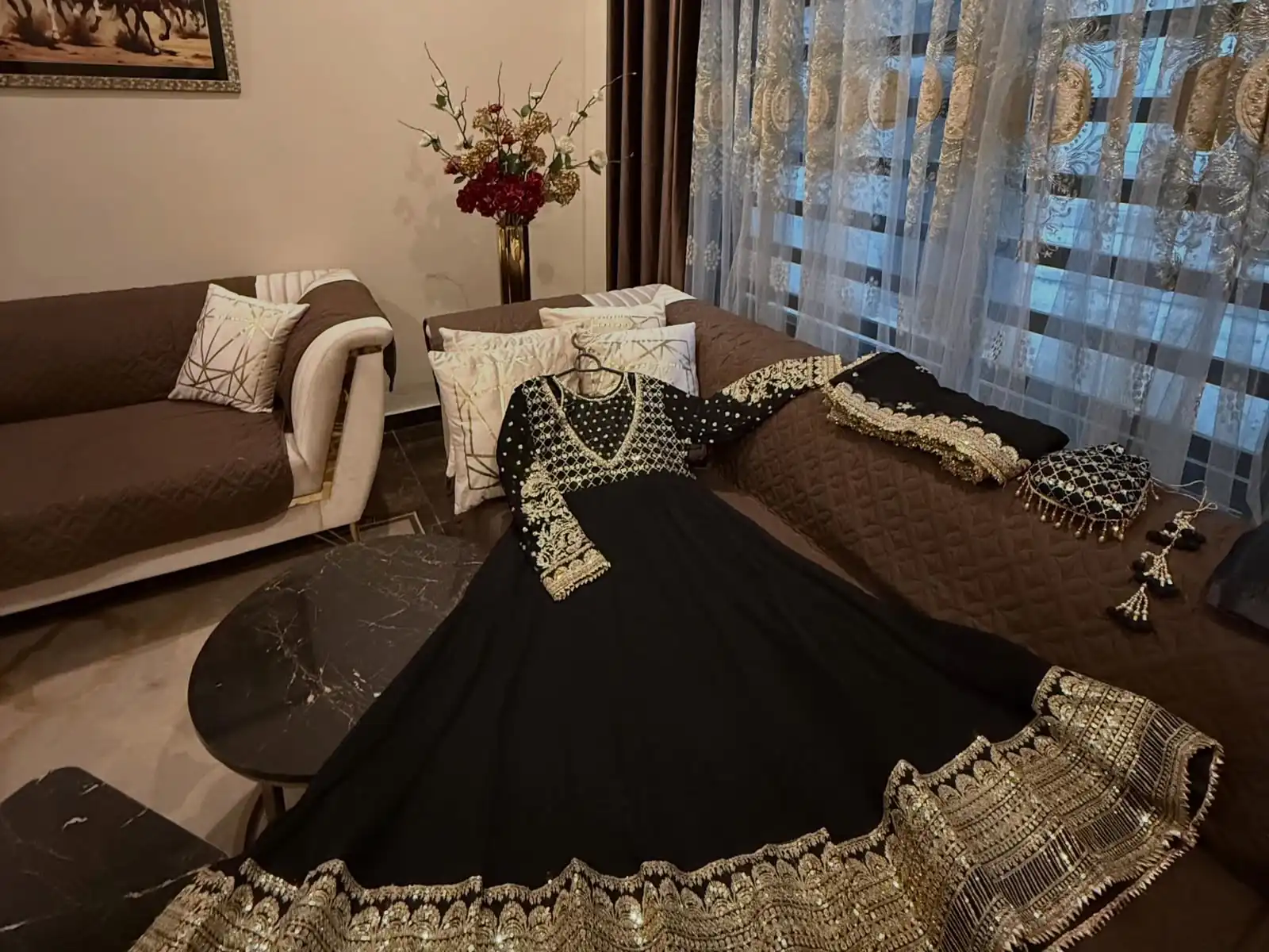 Gorgeous Black Georgette Embroidery Work Gown - Image 2