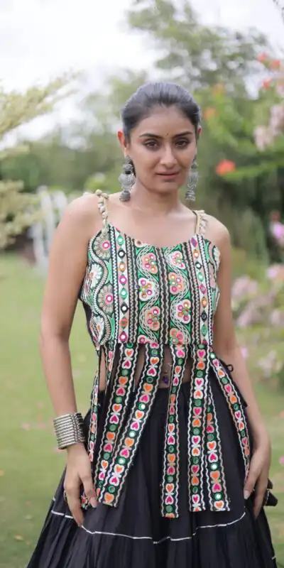 Alternative view of Grand Black Kora Cotton Kutchi Patch Work Lehenga Choli