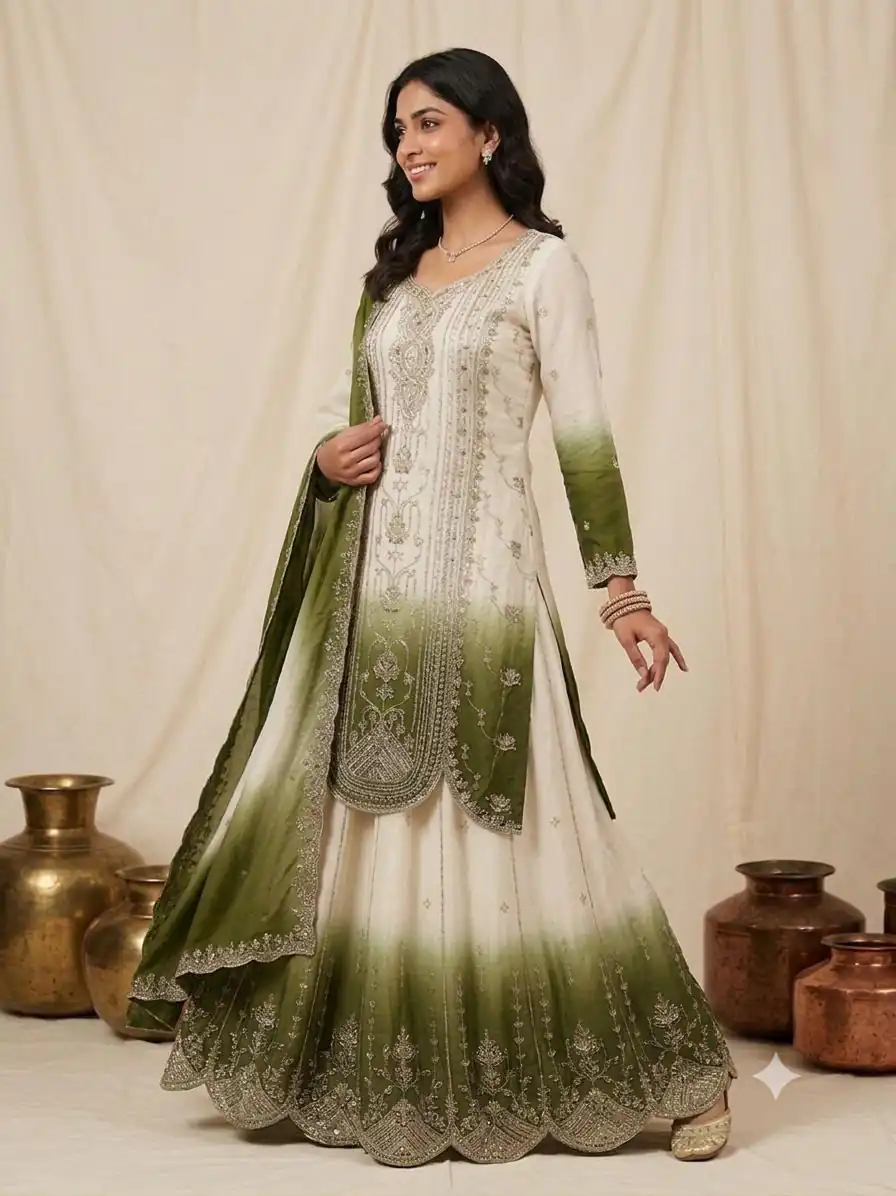 Grand Green Star Georgette Embroider Work Salwar Suit