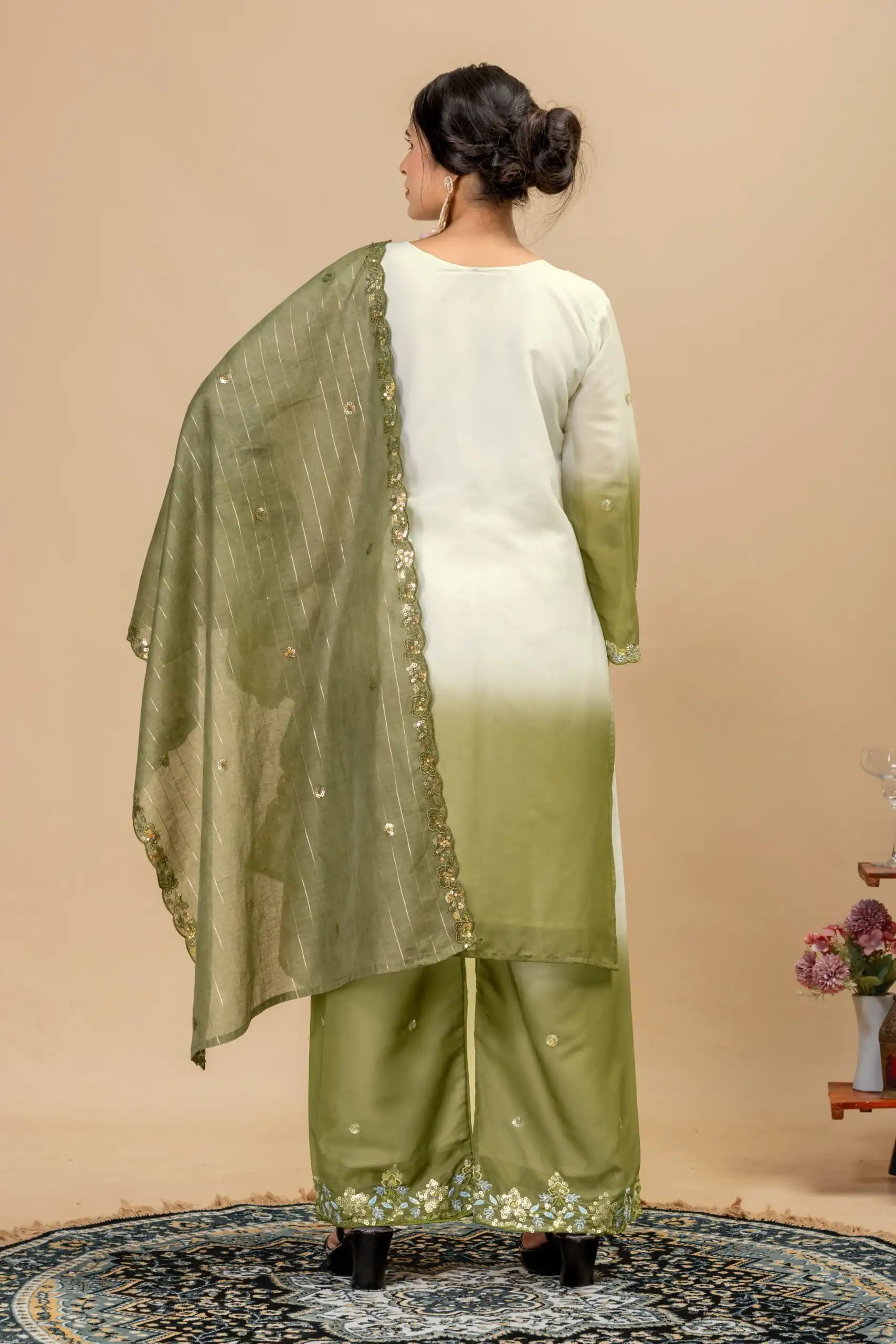Grand Mehandi Star Georgette Beads Work Salwar Suit - Image 4