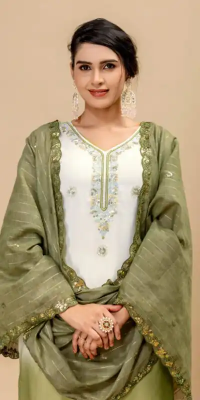 Alternative view of Grand Mehandi Star Georgette Beads Work Salwar Suit