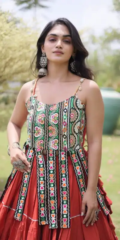 Alternative view of Grand Rust Kora Cotton Kutchi Patch Work Lehenga Choli