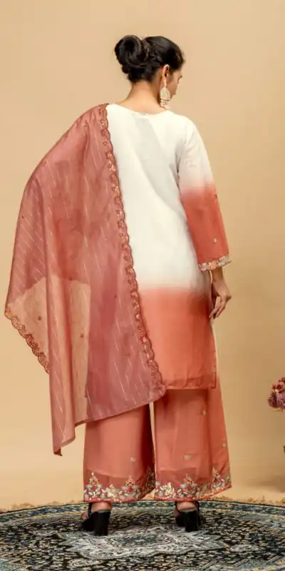 Alternative view of Grand Rust Star Georgette Beads Work Salwar Suit