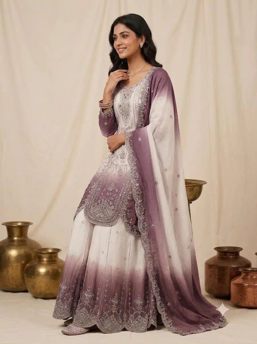 Grand Wine Star Georgette Embroider Work Salwar Suit - Image 3
