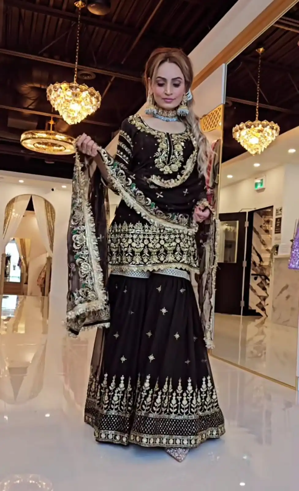Magical Black Faux Georgette Embroidery Work Salwar Suit - Image 3