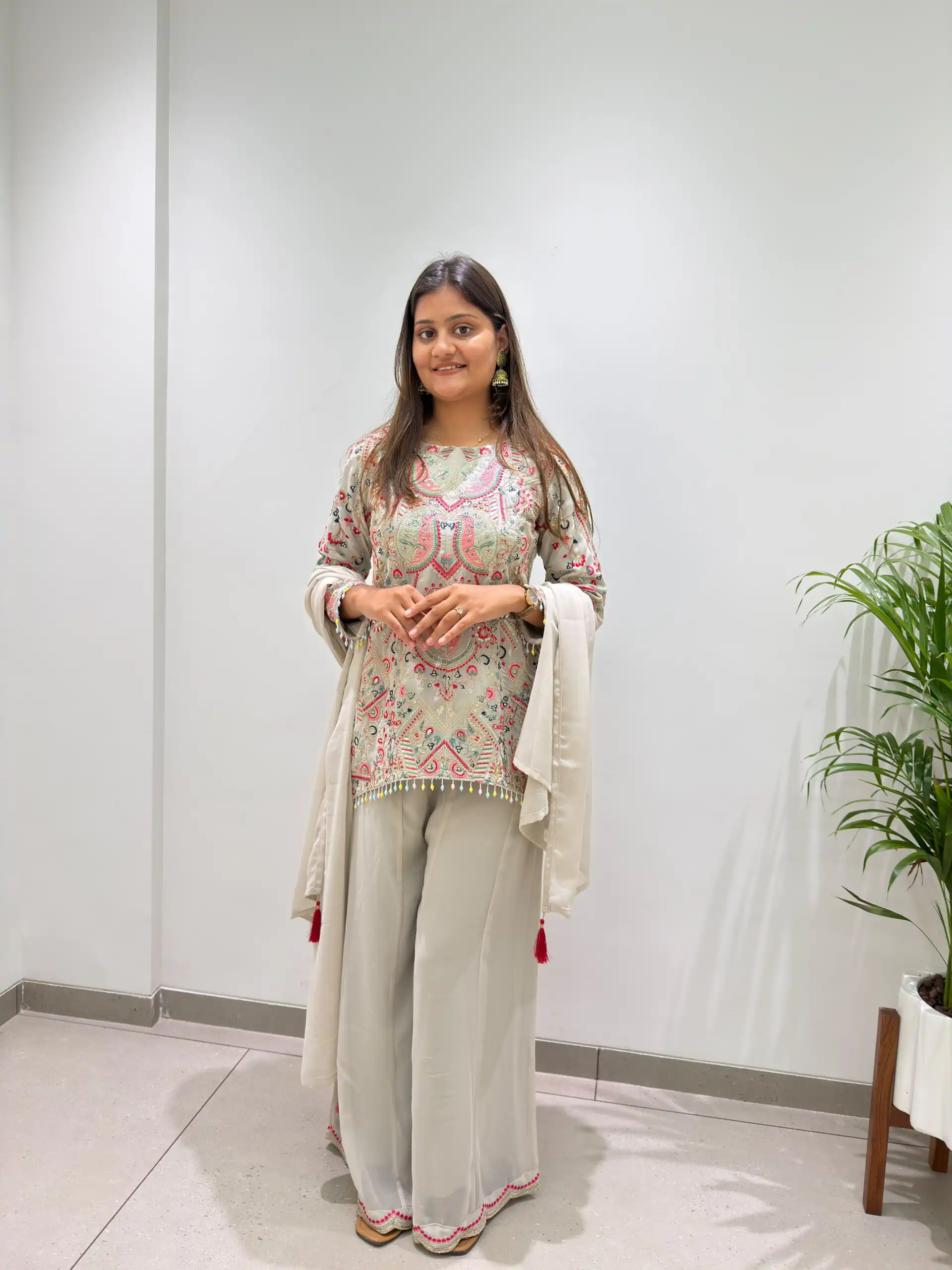 Magical Grey Faux Georgette Sequence Work Salwar Suit - Image 5