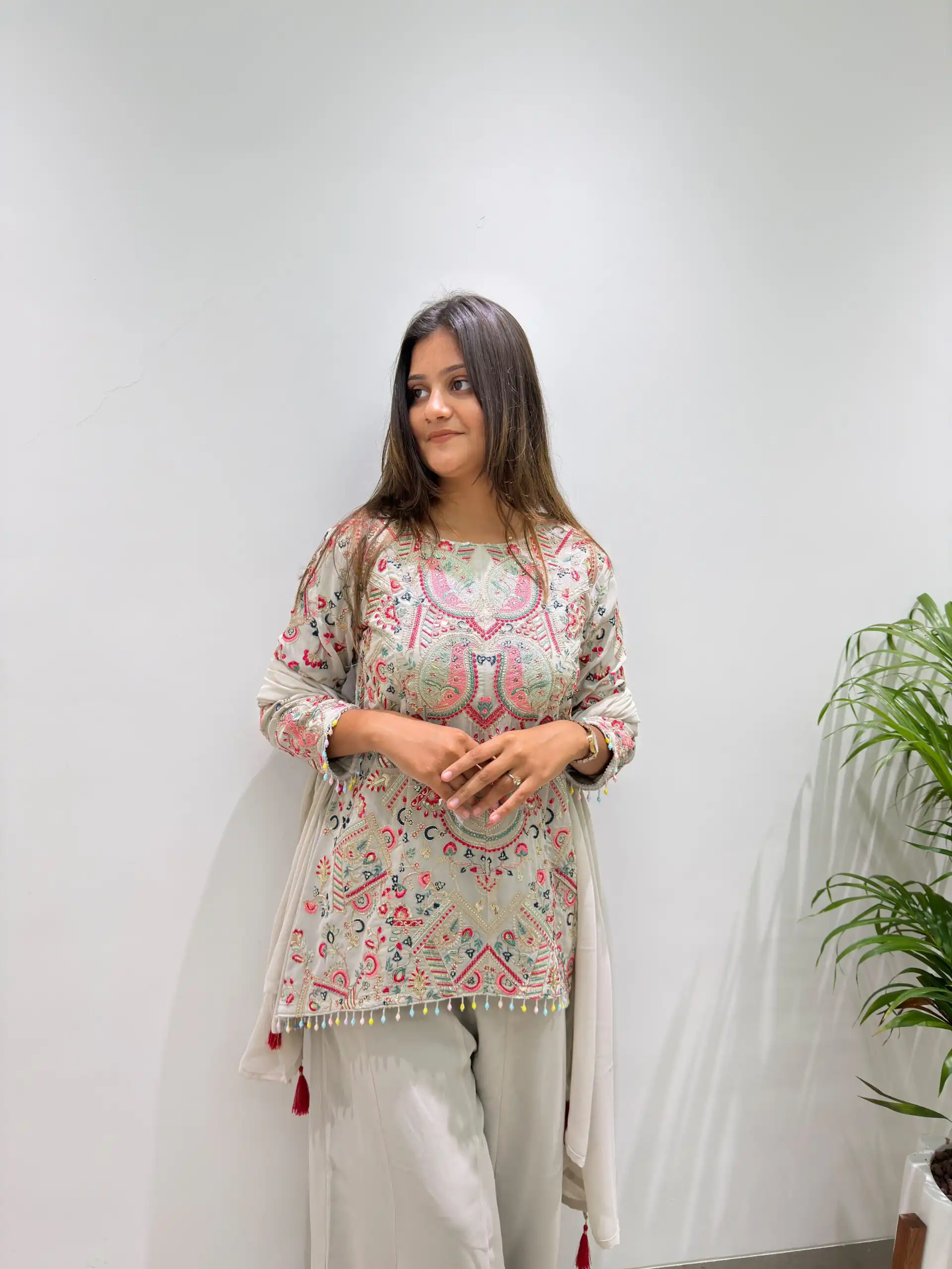Magical Grey Faux Georgette Sequence Work Salwar Suit - Image 6