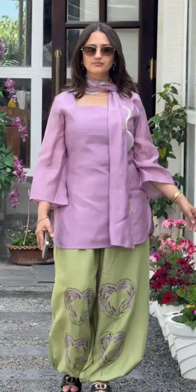 Nice Lavender Mal Chanderi Cotton Embroider Work Salwar Suit