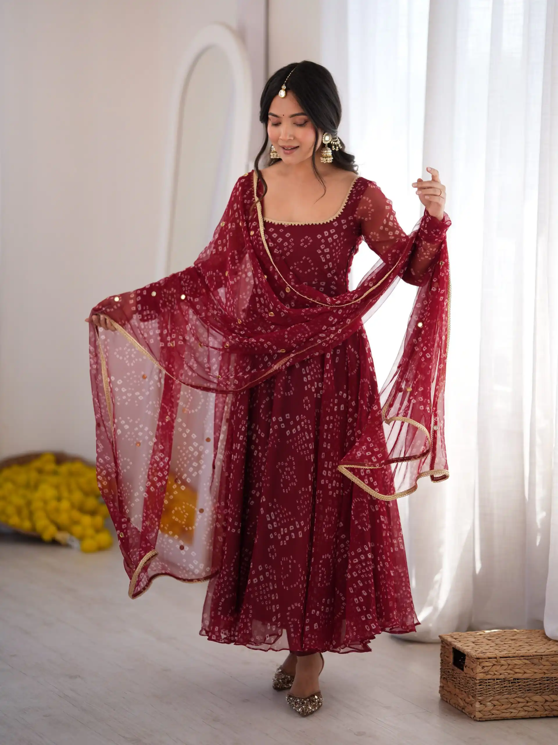 Perfect Maroon Faux Georgette Digital Print Work Salwar Suit - Image 5