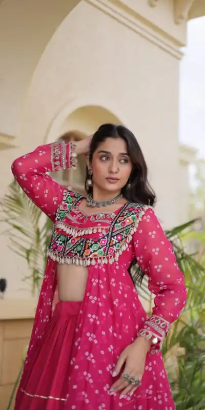 Alternative view of Perfect Pink Faux Georgette Patchwork Work Lehenga Choli