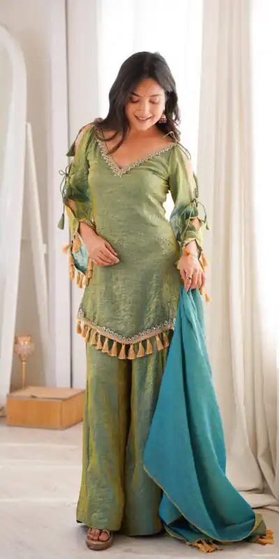 Pretty Green Doremon Crush Mirror Work Salwar Suit