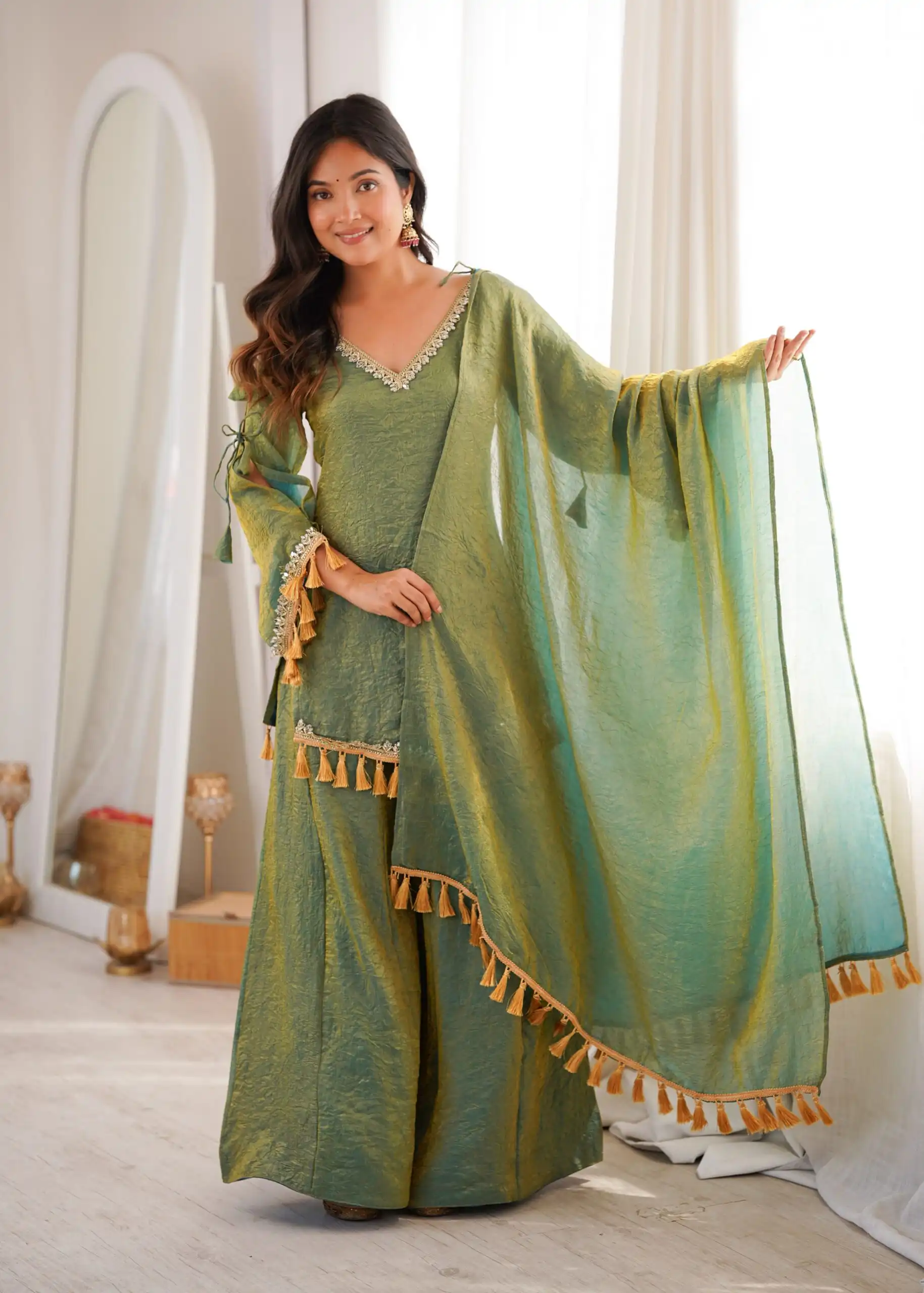 Pretty Green Doremon Crush Mirror Work Salwar Suit - Image 6
