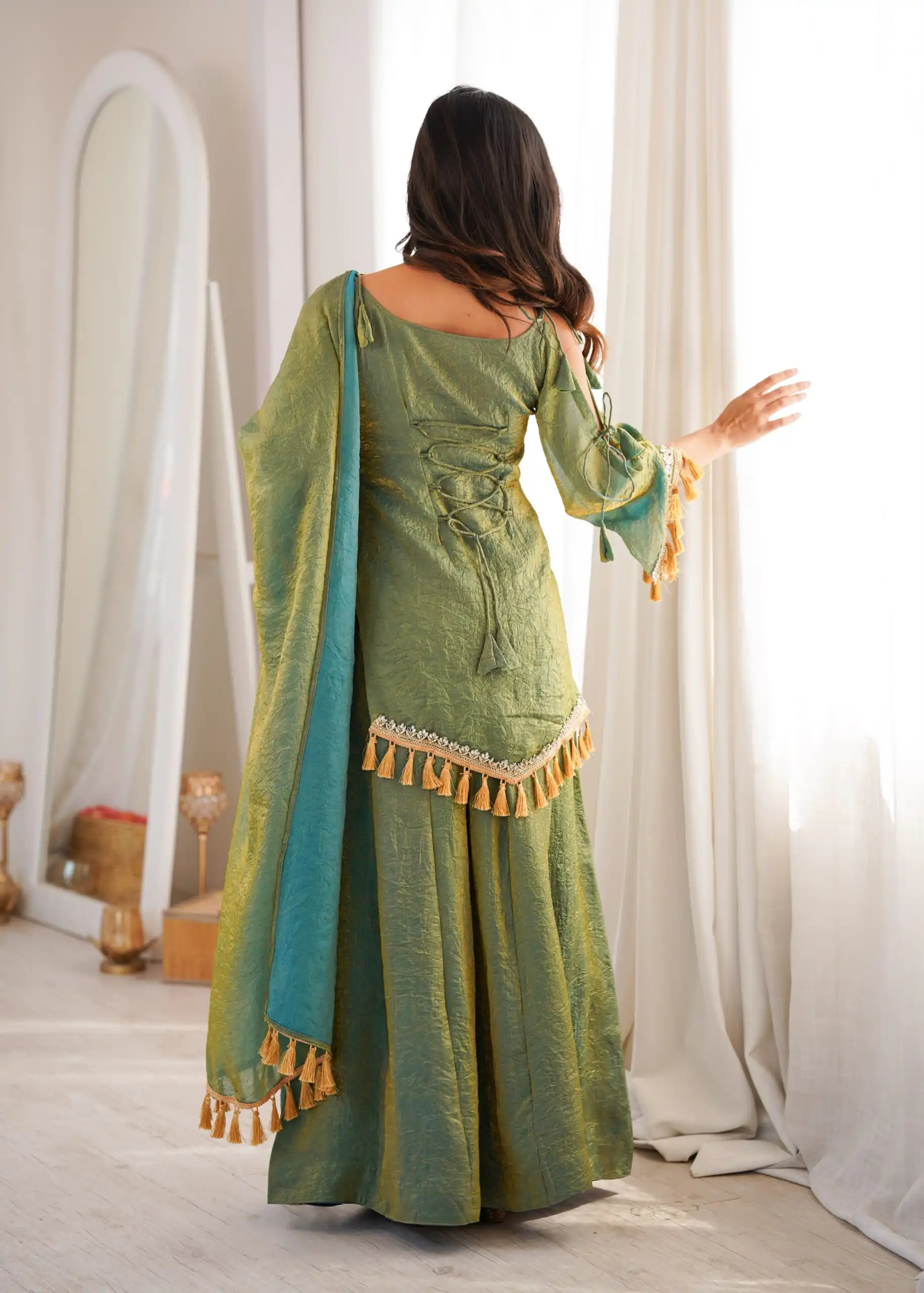 Pretty Green Doremon Crush Mirror Work Salwar Suit - Image 2
