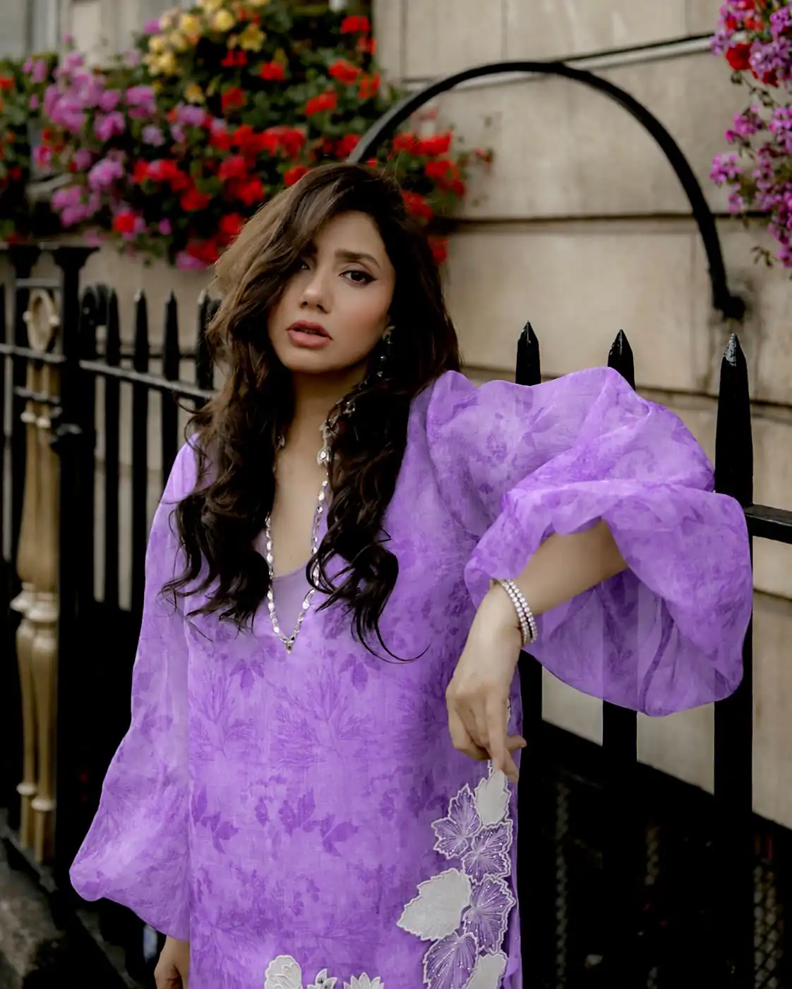 Special Lavender Organza Silk Digital Print Work Salwar Suit - Image 3