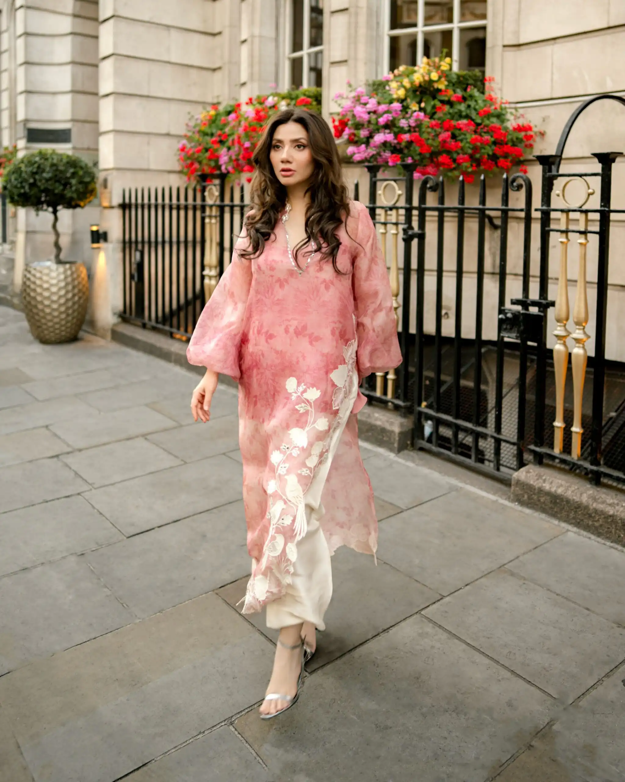 Special Peach Organza Silk Digital Print Work Salwar Suit - Image 2