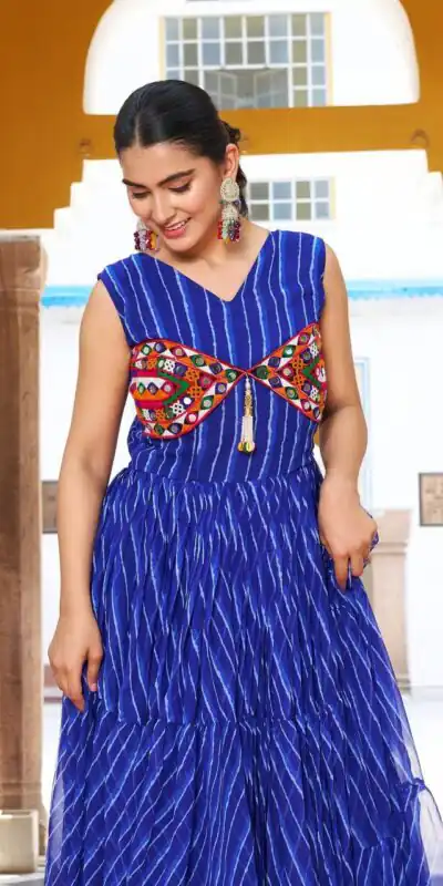 Alternative view of Stylist Blue Georgette Bandhani Print Work Gown