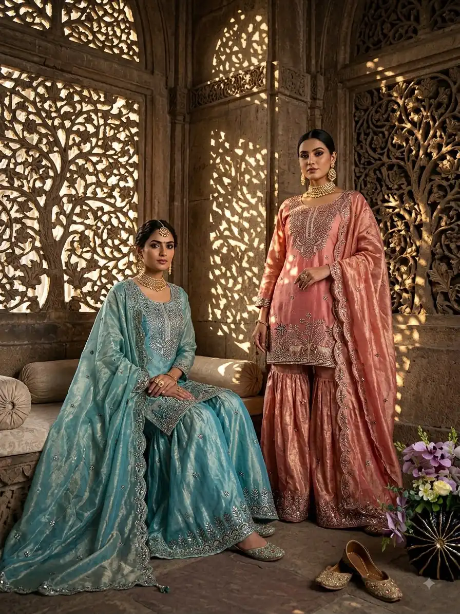 Super Peach Fendy Silk Sequins Work Salwar Suit - Image 4