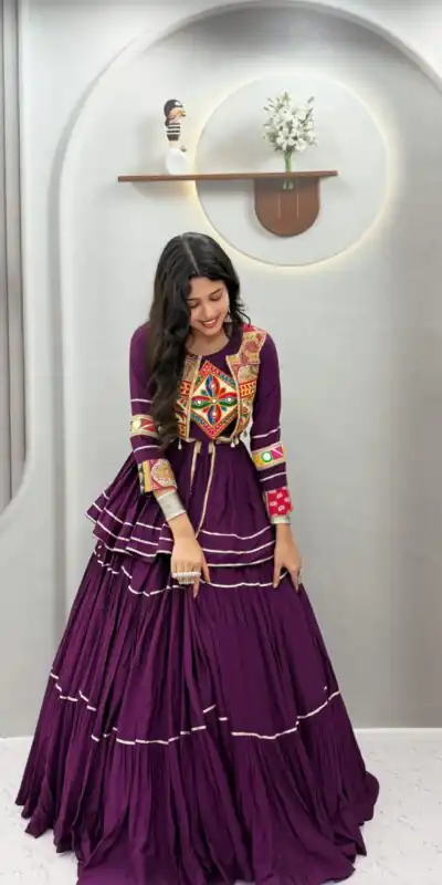 Alternative view of Super Wine Pure Cotton Mirror Gamthi Work Lehenga Choli