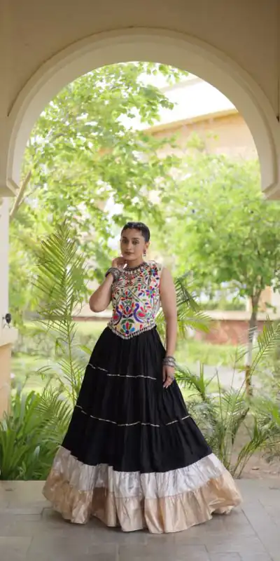 Alternative view of Trendy Black Rayon Embroider Kutchi Work Lehenga Choli