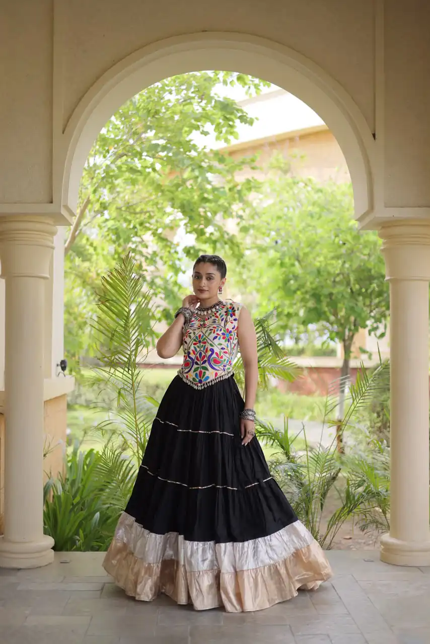 Trendy Black Rayon Embroider Kutchi Work Lehenga Choli - Image 2