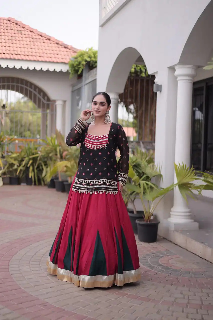 Trendy Black Rayon Kutchi Work Lehenga Choli - Image 4