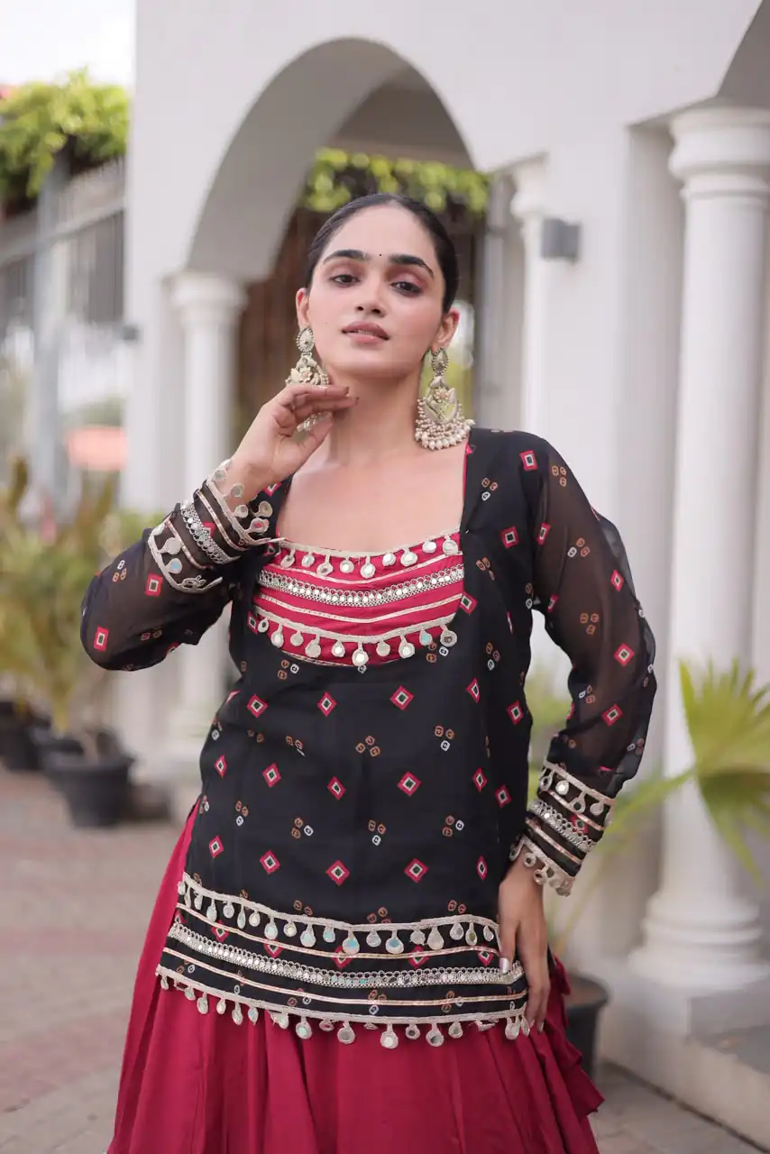 Trendy Black Rayon Kutchi Work Lehenga Choli - Image 2