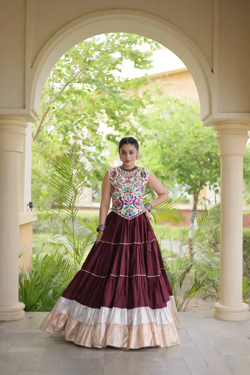 Trendy Maroon Rayon Embroider Kutchi Work Lehenga Choli - Image 2