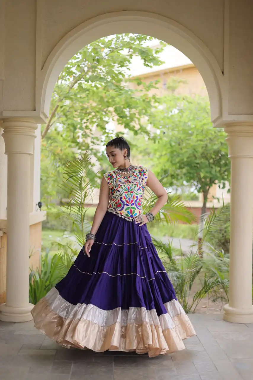 Trendy Purple Rayon Embroider Kutchi Work Lehenga Choli - Image 2