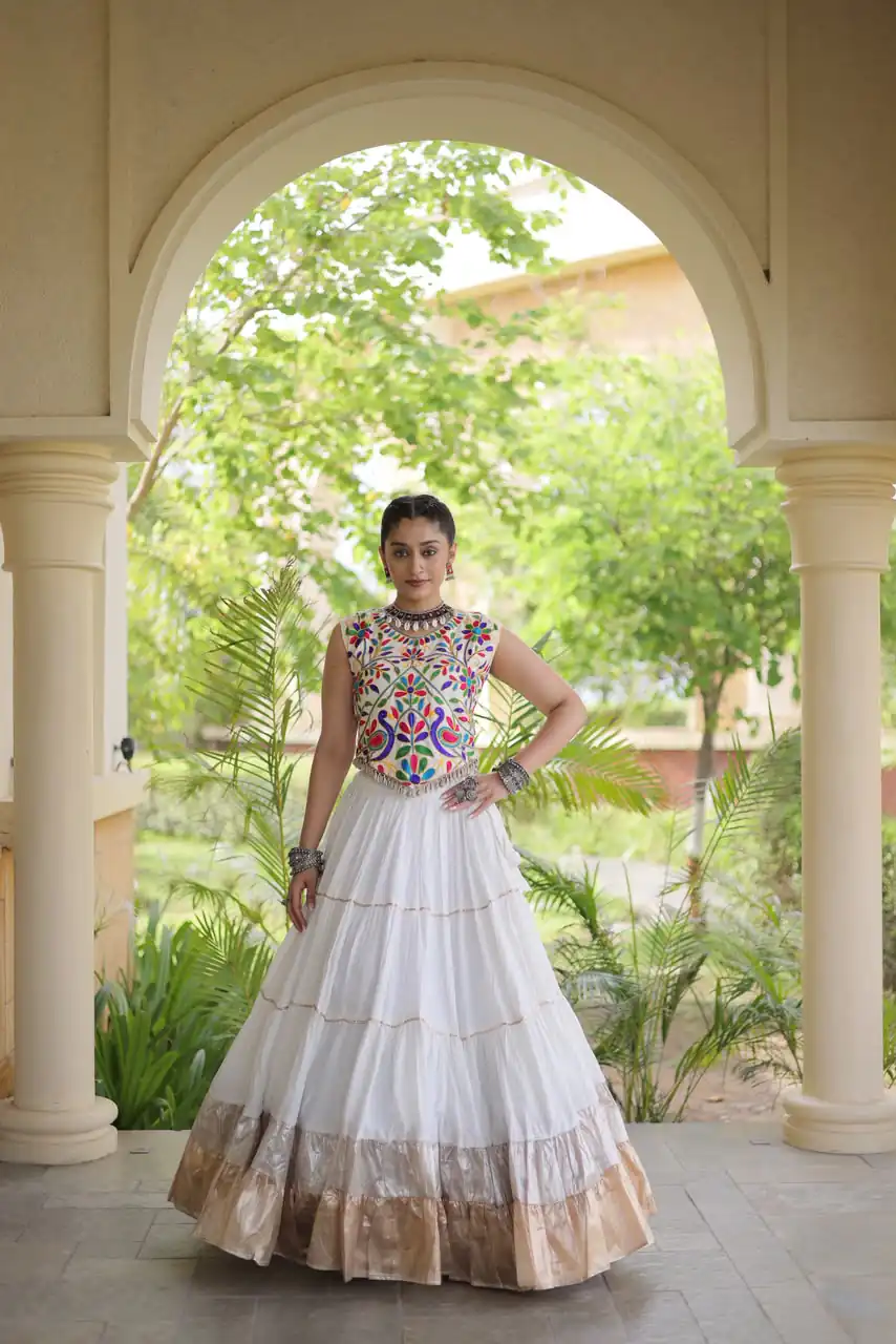 Trendy White Rayon Embroider Kutchi Work Lehenga Choli - Image 2