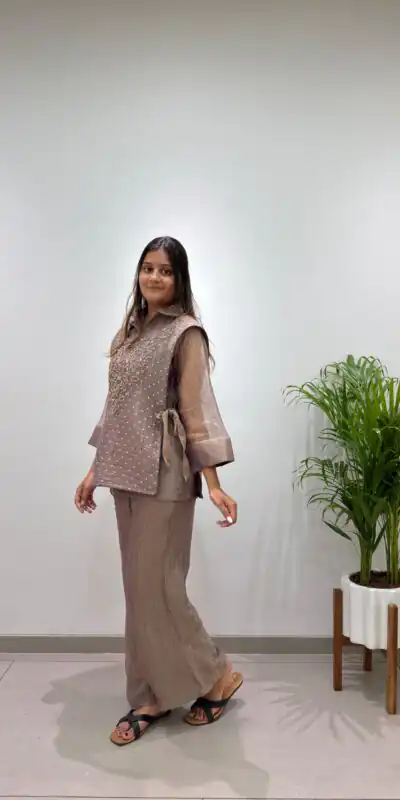 Alternative view of Unique Brown Salsa Silk Hand Work Kurti