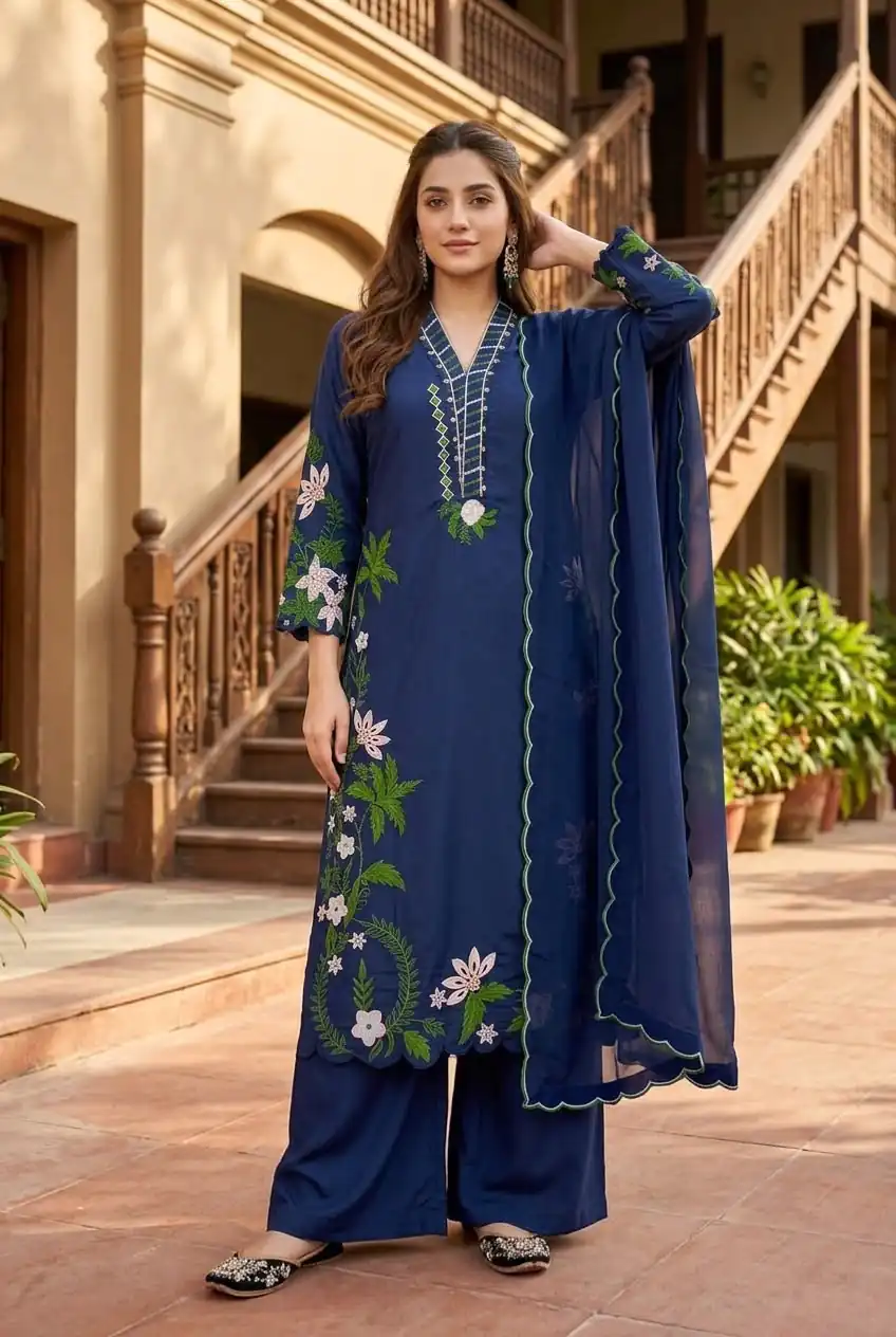 ST 249 Blue Roman Silk Salwar Suit with Sequins Work & Embroidery Work. Available at ₹2099 only. Delivery 4-6 Working Days. Shop now. | Jump Suits, Salwar suit, Casual Suits, Creative suits, Designer Suits, Palazzo Suits, Party Wear Suits, Patiala Suits, Straight Suits