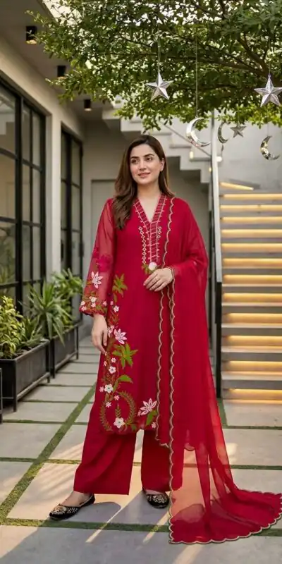 ST 249 Red Roman Silk Salwar Suit with Sequins Work & Embroidery Work. Available at ₹2099 only. Delivery 4-6 Working Days. Shop now. | Jump Suits, Salwar suit, Casual Suits, Creative suits, Designer Suits, Palazzo Suits, Party Wear Suits, Patiala Suits, Straight Suits