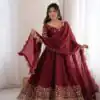 ZSR 3185 Maroon Fendy Silk Gown with Embroidery Work & Sequins Work. Special Price ₹2399. Delivery 4-6 Working Days. Shop now. | Gowns, Bollywood Gowns, Creative Gowns, Designer Gowns, Embroidered Gowns, Party Wear Gowns