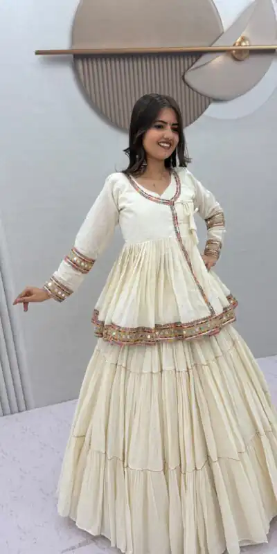 Alternative view of Fancy Off White Pure Cotton Lace Work Lehenga Choli