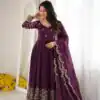 ZSR 3185 Wine Fendy Silk Gown with Embroidery Work & Sequins Work. Special Price ₹2399. Delivery 4-6 Working Days. Shop now. | Gowns, Bollywood Gowns, Creative Gowns, Designer Gowns, Embroidered Gowns, Party Wear Gowns