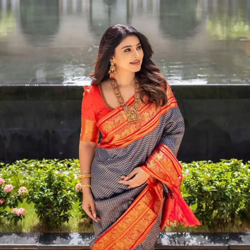 KPR 274 Grey Soft Lichi Silk Saree with Lace Work & Lace Border. Introductory Price ₹1649. Delivery 4-6 Working Days. Shop now. | Designer Sarees, Modern Digital sarees, Sarees, Bollywood Sarees, Creative Sarees, Embroidered Sarees, Ethnic Saree, Party Wear Sarees