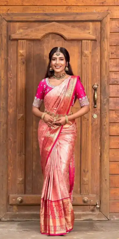 KP 6084 Peach Soft Lichi Silk Saree with Lace Work & Lace Border. Introductory Price ₹1449. Delivery 4-6 Working Days. Shop now. | Designer Sarees, Modern Digital sarees, Sarees, Bollywood Sarees, Creative Sarees, Embroidered Sarees, Ethnic Saree, Party Wear Sarees