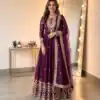 SSR 546 Wine in Georgette Embroidery Work & Sequins Work Gown . Get it for ₹2149. Delivery 4-6 Working Days. Online Shop now. | Gowns, Bollywood Gowns, Creative Gowns, Designer Gowns, Embroidered Gowns, Party Wear Gowns
