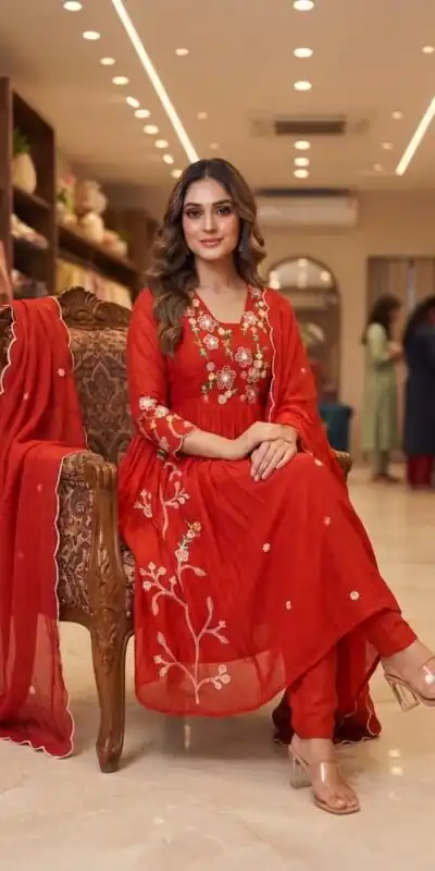 LG 2131 Red Mul Chanderi Salwar Suit with Embroidery Work & Sequins Work. Festive Deal ₹2199. Delivery 4-6 Working Days. Shop nowp | Jump Suits, Salwar suit, Casual Suits, Creative suits, Designer Suits, Palazzo Suits, Party Wear Suits, Patiala Suits, Straight Suits