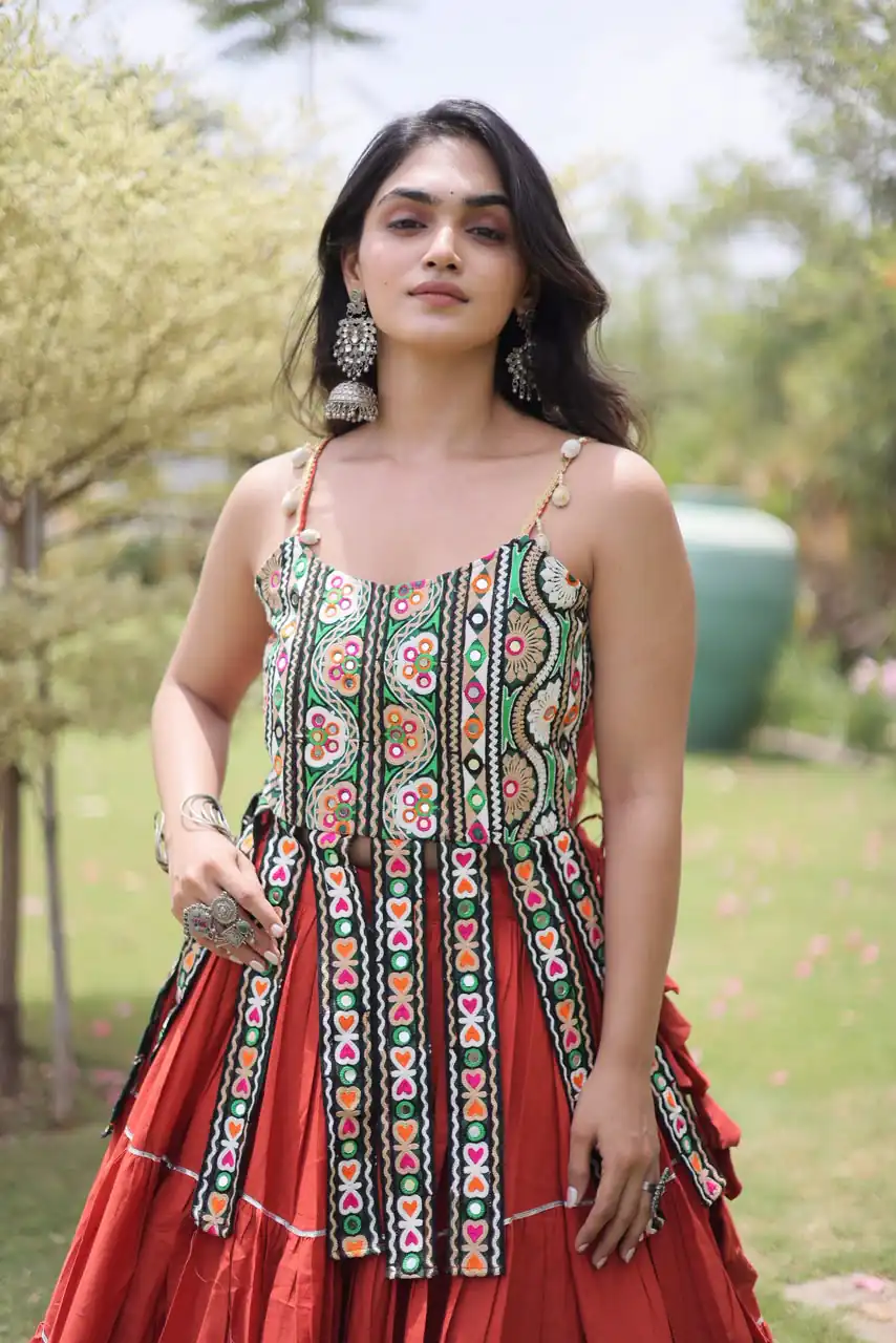 KA 5075 Rust Kora Cotton Lehenga Choli erfect for Wedding, Party, Haldi, Traditional Day, Makar Sankranti – . Special Price ₹2899. Delivery 4-6 Working | Lehenga, Bollywood Lehenga, Creative Lehenga, Designer Lehenga, Embroidered Lehenga, Party Wear Lehenga