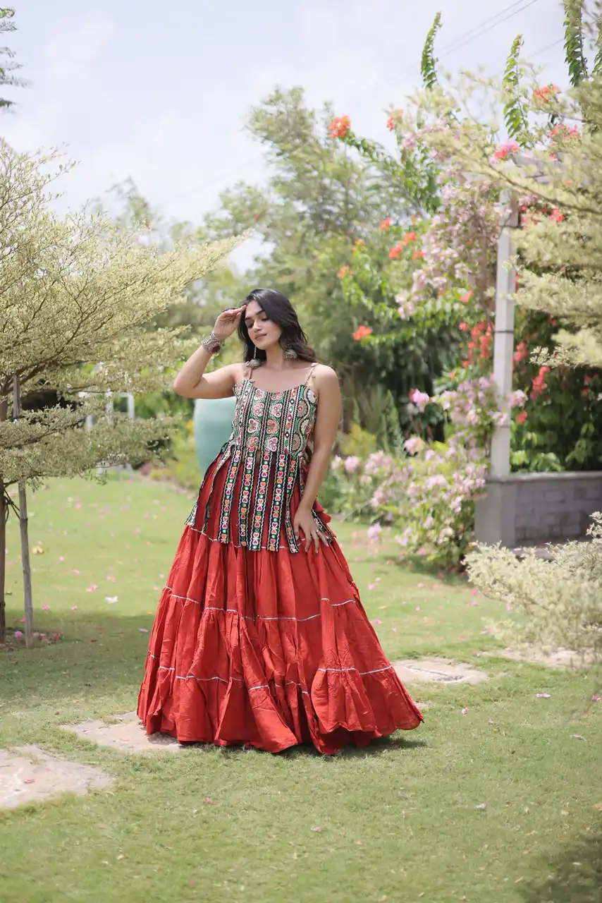 KA 5075 Rust Kora Cotton Lehenga Choli erfect for Wedding, Party, Haldi, Traditional Day, Makar Sankranti – . Special Price ₹2899. Delivery 4-6 Working | Lehenga, Bollywood Lehenga, Creative Lehenga, Designer Lehenga, Embroidered Lehenga, Party Wear Lehenga